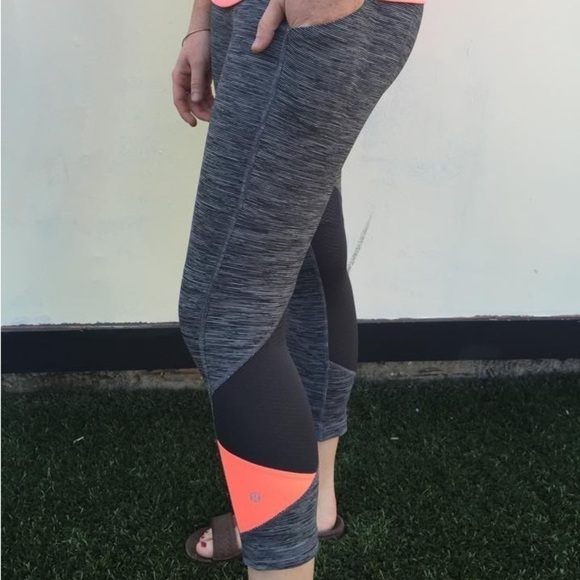 Lululemon Pace Rival Crop Wee Space Grapefruit Mid Rise Leggings - Picture 4 of 13